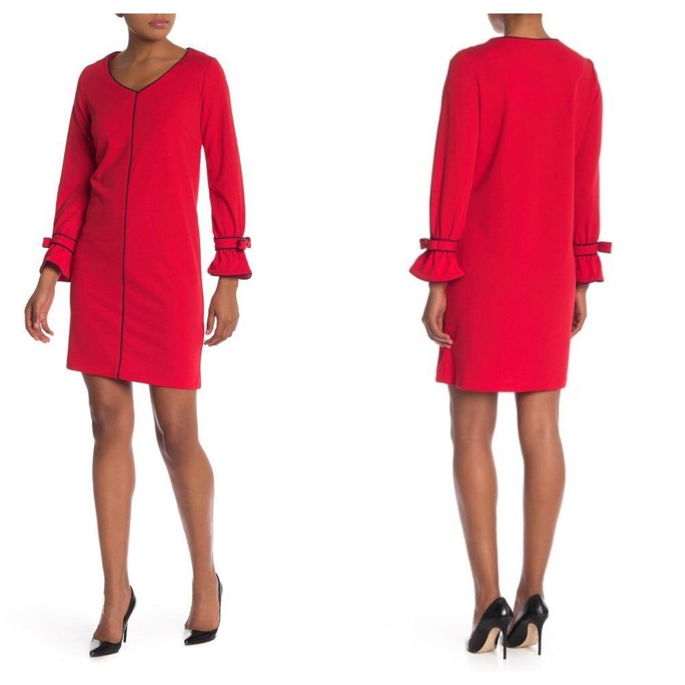 Sharagano V-Neck Long Sleeve Dress Size 10